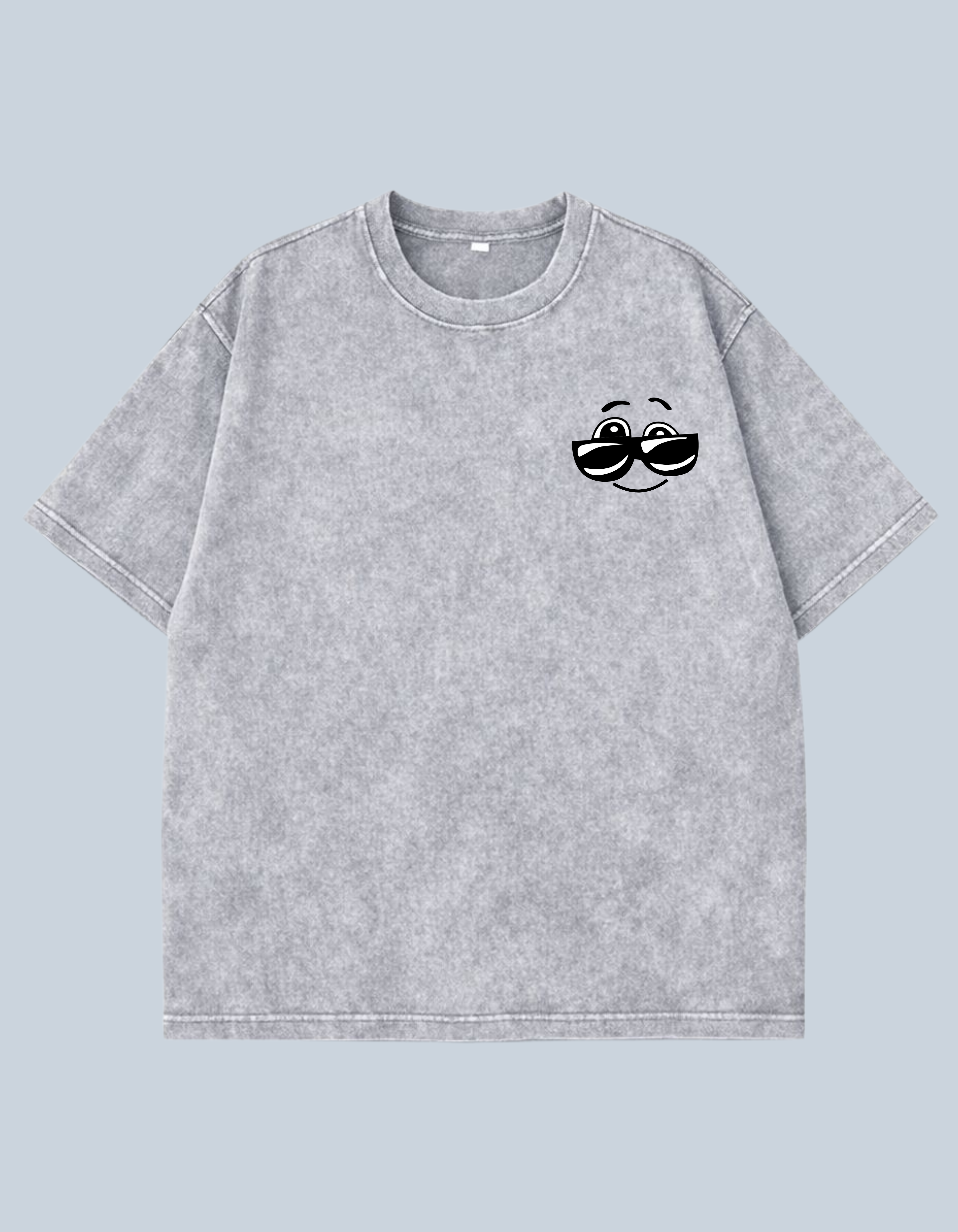 Smiley Shades Acid-Wash Oversized Tee